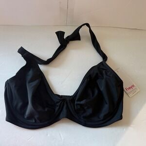 Freya Jewel Cove Black High Neck Halter Bikini Top 34G AS7232PLK NWT